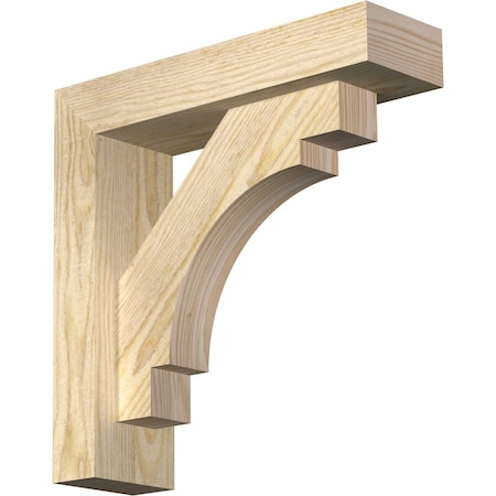 Ekena Millwork Merced Block Rough Sawn Bracket w/ Offset Brace, Douglas Fir, 4"W x 14"D x 14"H BKT0402X14X14MRC05RDF
